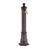 Relaxdays Standbrunnen antik, mit Wasserhahn, HBT: 80x18x20,5 cm, Wasserzapfsäule Garten, Terrasse, Zierbrunnen, braun