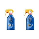 Nivea Men Kids Schutz & Pflege 5in1 Hautschutz LSF 50+ Sonnencreme (250 ml), hoher Sonnenschutz mit Bio-Mandelöl, extra wasserfestes Sonnenspray für empfindliche Haut (Packung mit 2)