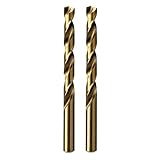 MAXTOOL JBM35G10R130P2 Spiralbohrer, 13,0 mm, identische Bohrer, HSS, M35, 5 % Kobalt-metrisch, vollständig geschliffen, goldener gerader Schaft, 2 Stück