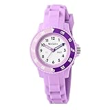 Tikkers Mädchen-Armbanduhr mit violettem Silikonband, Timer, Lehreruhr