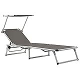 XLUMIO Outdoor Sitzgelegenheiten,Sonnenliegen,Faltbare Sonnenliege mit Dach Aluminium und Textilene Grau