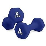 unycos - Kurzhanteln Neopren 2er Set von 3 kg, Rutschfest, Anti-Roll-Design, Bequemer Griff, Krafttraining, Fitness, Pilates, Training, Fitnessstudio (Blau)