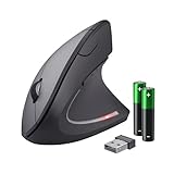 Trust Verto Kabellose Vertikale Maus, Wireless Ergonomische Maus, Vorbeugung Gegen Mausarm/Tennisarm (RSI Syndrom), 800-1600 DPI, Funkmaus für Rechtshänder, Computer, Laptop, Mac, mit Batterien