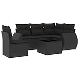 QJBSAVVA Balcony Furniture Lounge Gartenmöbel Set Gartenlounge Outdoor Terrassenmöbel Set - 6-TLG. Garten-Sofagarnitur mit Kissen Schwarz Poly Rattan für Terrasse Balkon Party Garten