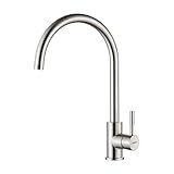 GRIFEMA Wasserhahn Küche, Küchenarmatur mit Einhebelmische, Hochdruck Spültischarmatur Mischbatterie Küche, Hoher Bogen (271mm) & 360°Drehung , Wassersäulenmodus, Edelstahl, Grau, Energieklasse A+