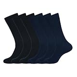 AJ DEZINES Herren Kleidersocken Feuchtigkeitsableitende Baumwollmischung - 6er-Pack (Dress Socks M, P6-$P), 3 x Schwarz, 3 x Marineblau, 14-16