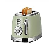 Haushalt Automatischer Mini-Toaster - Edelstahl Retro-Toaster Frühstück 6-Gang-Einstellung 220V 800W Warennummer: LXJ-163 (Farbe : Grün)
