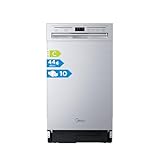 Midea MDWEU1036WSS Geschirrspüler 45cm Unterbau, 10 MGD, 44 dB, Spülmaschine 45 cm Teilintegrierbar, Home Connect, AutoOpen dry, Startverzögerung, 7 Programme, Hygienepflege+, Maschinenpflege+