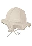 Sterntaler Sonnenhut - Unisex Sommerhut - UV-Schutz 50+ Mütze mit breiter Krempe und Größenregulierung - Nackenschutz - Bindebänder - Baby Kinder Kopfbedeckung aus Popeline (Bio) - beige,Größe 47