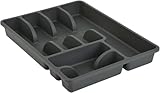 Engelland 1 x Besteckkasten Besteckkorb mit 6 Fächern, Kunststoff, BPA-frei, Farbe: Anthrazit, Maße: 38 x 29 x 5 cm