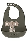 Sterntaler Baby Unisex Silikon Lätzchen Eddy - Kinderlätzchen für Babys - Dunkelgrün