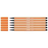 STABILO 6 Filzstifte PEN 68 Rundspitze, mittlere Spitze, 1 mm, helles Zinnoberrot