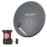 DUR-line MDA 60 Anthrazit - Digiatale 1 Teilnehmer Satellitenschüssel Komplett-Anlage mit +Ultra Single - LNB [Camping, Astra 19,2°, DVB-S/S2, Full HD, 4K, 3D]