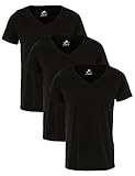 Lower East Herren Basic-T-Shirt mit tiefem V-Ausschnitt, Schwarz (3er Pack), L
