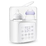 Flaschenwärmer Baby 9-in-1 Fast Babynahrungsheizung und Abtauung Bpa-Frei Sterilisator Anti- Bauchweh Babykostwärmer mit Nachtlicht und Touch-Tasten für 2 Babyflaschen, Weiß