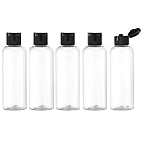 Toureal 100ML Reiseflaschen Set mit Flip Cap (5 Stück) Leere Spender Plastikflasche Set, Abfüllflaschen für Kosmetik mit Trichter (Transparent)