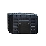 ENWYTE Komposter 180 l/340 l/500 l Gartenkomposter Kunststoff große Kapazität Lebensmittelbehälter fruchtbarer Bodenkonverter Klapptür aufsteckbarer Deckel allwetterbeständiger Komposter(Black,180L)