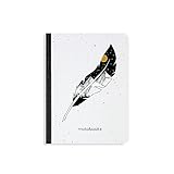 Matabooks, nachhaltige und vegane Notizbücher A6 aus Graspapier, Samenbuch, 102 blanko Seiten, Natur, Handmade, Made in Germany (Feather)