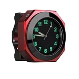 Yhenlovtt Motorrad-Lenkeruhr, Aluminiumlegierung, IPX7, wasserdicht, Quarz, leuchtendes Zifferblatt, passend für 22–28 mm für Stangen für wetterfeste Zeitmessung auf der Straße und (rot)