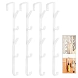 DifenzuSJ Türgarderobe 4 Stück x 5 Haken, Edelstahl Türhakenleiste für EXTRA DICKE Türen (3.0-4.1 cm) | Robuster Handtuchhalter über der Tür mit 10 kg Tragkraft(Weiß)