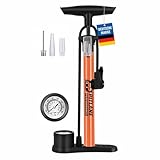 Pitlane Performance® Luftpumpe mit Barometer 42 cm; Kompakte Standpumpe mit Manometer bis 11 Bar; Fuß-Pumpe für Schrader Presta Dunlop; Fahrradpumpe mit inkl. Ballnadel & Adapter für Luftmatratze uvm.