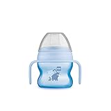 MAM Starter Cup Baby Trinklernbecher (150 ml), Trinkbecher für erste Trinkversuche, Schnabelbecher mit rutschsicheren Griffen, ab 4 Monaten, Bär