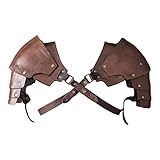 Harilla Mittelalterlicher Schulterschutz aus Kunstleder, Schulterschutz, verstellbar, Steampunk, Wikinger, spartanischer Krieger, Schulterschutzumhang, Halloween Kostümzubehör für Mottoparty, Brown