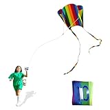 Drachen für Kinder, Beach Kite Rainbow, Regenbogendrachen, Bunter Taschendrachen mit Langem Schwanz, Outdoor-Aktivitäten für Anfänger, Kinder und Erwachsene, Geschenk für Jungen und Mädchen