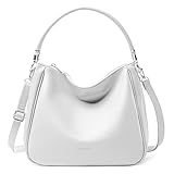David Jones - Damen Schultertasche Hobo - Frau Umhängetasche PU Leder - Handtasche Top Griff Lange Henkel - Tasche Beuteltasche Mittelgroße - Shopper Einfache Klassische Leichte Elegante - Weiß