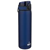 ion8 Trinkflasche, 500 ml, Auslaufsicher, Einhandöffnung, Sichere Verriegelung, Spülmaschinenfest, BPA-frei, Tragegriff, Klappdeckel, Leicht zu Reinigen, Klimaneutral, Marineblau