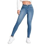 Skinny Jeans Damen Mid Waist Hosen Stretch Push Up Jeanshose Bauchweg Curvy Damenjeans Used-Look Waschungseffekt Jeanshosen Lässige Stylische Stretchjeans für Alltag