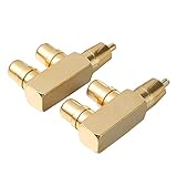 LIFKICH 2 Stück Rechtwinkliger Cinch Splitter Adapter 90 Grad Cinch Stecker Auf 2 Buchsen Vergoldet Für HiFi Stereo Audio TV DVD Tablet Smartphone