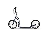 Yedoo S1616 Tretroller - bis 150 kg, mit Luftreifen 16/16 - Kickscooter für Erwachsene mit verstellbaren Lenker, Cityroller (blau)