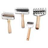 JISADER 4 Stück Nudel Schneider Holzgriff Gitterroller Edelstahl Teigrad Küchenhelfer Zum Gleichmäßigen Schneiden von Teig Leicht zu Reinigen für Restaurant