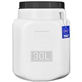 FIXKRAFT Weithalsfass Futtertonne Hund Gärfass Lebensmittelbehälter mit Deckel Kanister Lebensmittelecht Futter Tonne Pferd Mostfass (Weiß, 30 Liter)