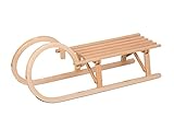 Spetebo COLINT Hörner Klapp-Schlitten - 100 cm - klappbarer Holz Rodelschlitten TÜV geprüft - klassischer Kinderschlitten aus Buchenholz