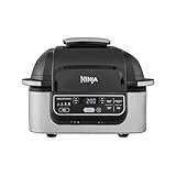 Ninja Foodi Grill & Airfryer, 5,7L Heißluftfritteuse, Air Fryer, spülmaschinenfeste Teile, 5-in-1, Schwarz/Silber AG301EU