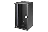 DIGITUS Netzwerk-Schrank 10-Zoll - 12HE - Wandmontage - unmontiert - HxBxT 591x316x298mm - Traglast 30kg - Nutztiefe 254mm - IP20 Schutzklasse - SOHO Pro-Serie - Schwarz