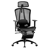 HOMESTOOL Bürostuhl Ergonomisch Schreibtischstuhl mit 2-Achse Verstellbare Lordosenstütze, Chefsessel aus Kohlenstoff Netzgewebe Computerstuhl Rückenlehne Hoch Wasserfallsitz 150kg Belastbarkeit.
