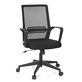 hjh OFFICE 732030 Bürostuhl Preston Stoff Schwarz Home-Office Drehstuhl ergonomisch mit Lendenwirbelstütze, Netzrücken
