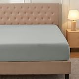 CELESTA Spannbettlaken 180x200cm 100% Baumwolle, Oeko-TEX Zertifiziert Jersey Spannbetttuch 180x200, Matratzenhöhe bis 30 cm für Boxspringbett, Hellgrau