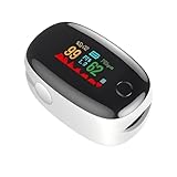Tomedeks 1 PCS Pulsoximeter für Erwachsene mit Farbdisplay-LCD – Oximeter Finger Sauerstoff Blutsauerstoffmessgerät (AD901), 3-5 Sekunden Schnellmessung (weiß)