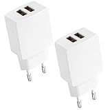 CREAPICO USB Ladegerät (2 Stücke), 5V2.1A 2-Port Netzteil, USB Stecker Steckdose, Adapter für Handys (iPhone, Samsung, Huawei, Xiaomi), Tablets, E-Books, Kopfhörer, Lautsprecher, Smartwatches - Weiß