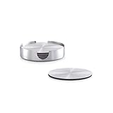 Zeller 27239 Glasuntersetzer-Set, 7-tlg., Edelstahl, ca. Ø 10 cm, Untersetzer rund mit Halter