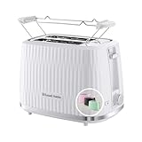 Russell Hobbs Toaster [für 2 Scheiben] Eden (6 Bräunungsstufen, Hebefunktion, Auftau-, Aufwärm- & Stoppfunktion, Krümelschublade, Brötchenaufsatz, Weiß) 27370-56