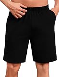 Uniexcosm Schlafanzughose Herren Kurz Sommer Schlafshorts Pyjamahose Baumwolle Bermudahose Shorty Schlafhose für Männer Schwarz XL