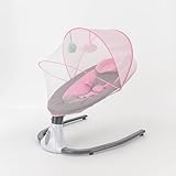 Babywippe, 12 Musik zählt Bluetooth Babyschaukel, 4 Gänge Schaukelstuhl Säugling Cradle, Mit Fernbedienung, Faltbar Elektrisch Schaukel, für 0 bis ca. 12 Monaten (Rosa)