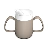 Ornamin 2-Henkel-Becher Pflegebecher mit Trinkaufsatz für Senioren & Pflegebedarf | leinen | Trinkbecher | Trinkhilfe | Schnabelbecher | Ergonomischer Becher