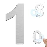 Ywonoby Hausnummer für den Außenbereich, modern, gebürstet, 75 mm, selbstklebende Türnummer aus Edelstahl, Hausnummernschild und Briefkastennummer, Silber (1)