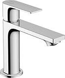 hansgrohe Waschtischarmatur Rebris E, Wasserhahn Bad mit Auslauf Höhe 110 mm, Badarmatur wassersparend, energiesparend, Chrom